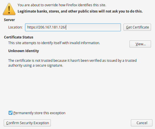 Firefox SSL - Confirm Exception